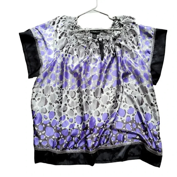 Lane Bryant Women's Blouse Top 26/28 Multicolor 100% Polyester Short Sleeves - Picture 1 of 8